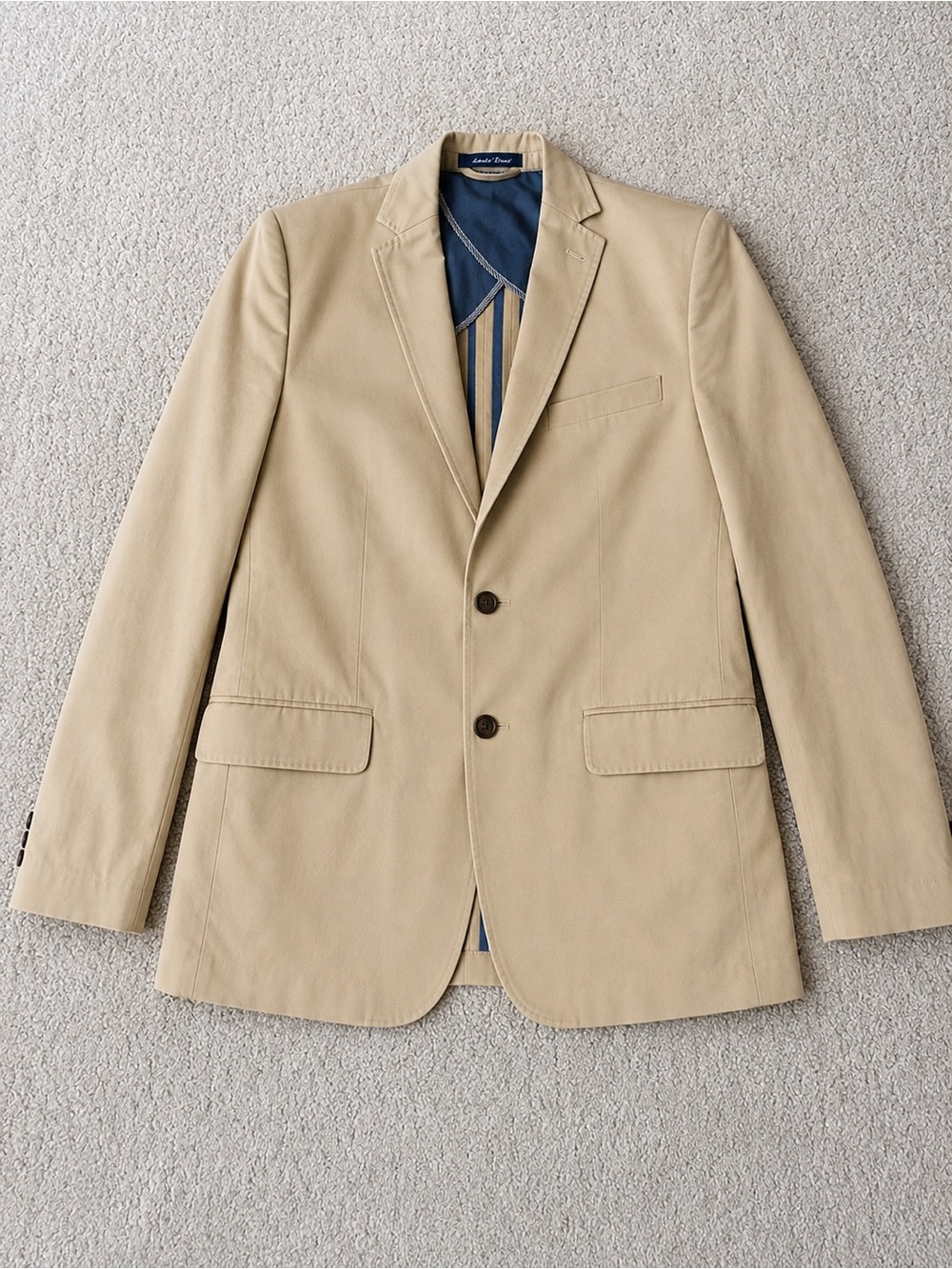 Lands’ End Tan Khaki Tailored Blazer 40 Long Plus Size Work Office Classic